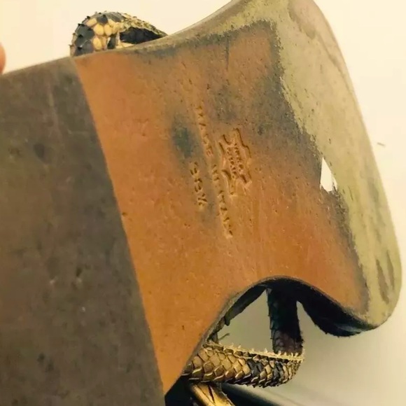 HANDMADE IN ITALY Designer Snake Skin & Leather Sandals Sz EU38.5 US8M Sandals - Picture 10 of 10